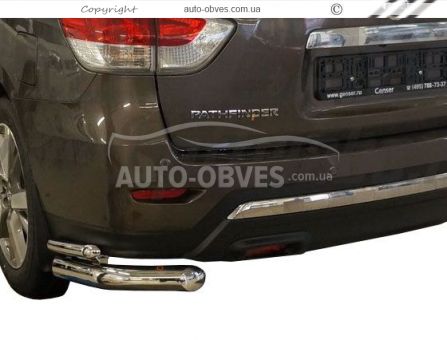 Защита заднего бампера Nissan Pathfinder 2015-... - тип: двойные углы фото 0