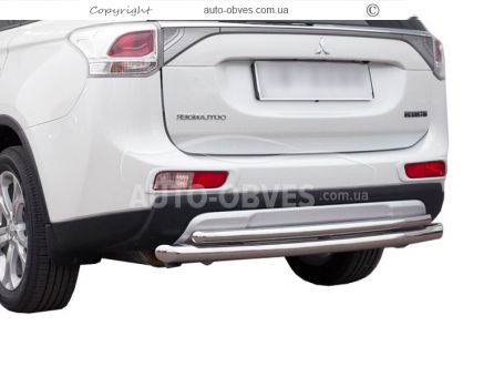 Rear bumper protection Mitsubishi Outlander 2013-2015 - type: double version фото 0