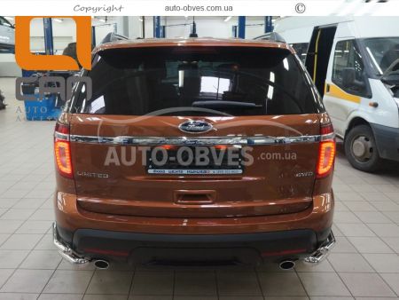 Защита заднего бампера Ford Explorer 2013-2015 - тип: двойные углы фото 3