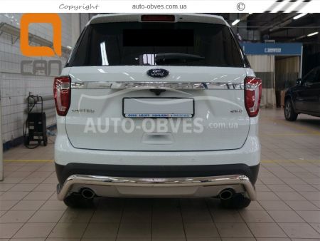 Защита заднего бампера Ford Explorer 2016-2018 - тип: изогнутый ус фото 1