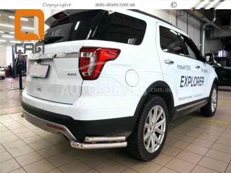 Защита заднего бампера Ford Explorer 2016-2018 - тип: двойные углы фото 3