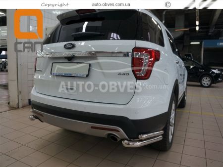 Защита заднего бампера Ford Explorer 2016-2018 - тип: двойные углы фото 2