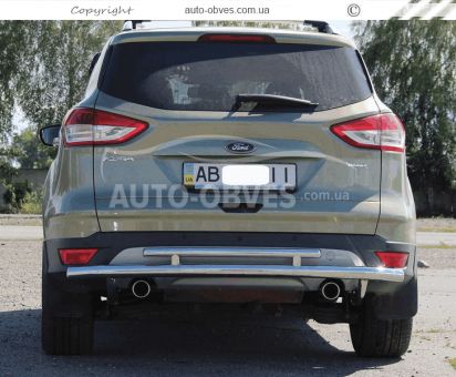 Rear bumper protection Ford Escape 2013-2016 - type: double mustache on racks фото 1