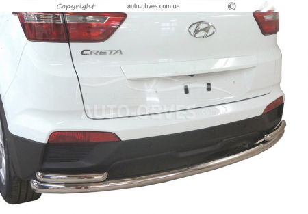 Rear bumper protection Hyundai Creta 2016-... - type: pipe with corners фото 0