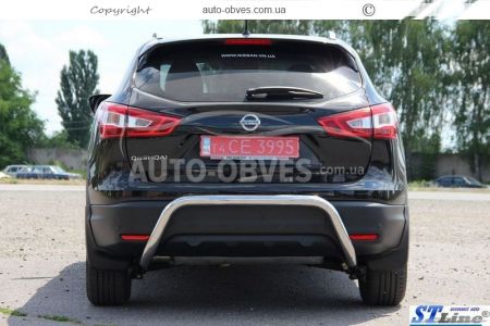 Rear bumper protection Nissan Qashqai 2014-2017 - type: U-shaped фото 2
