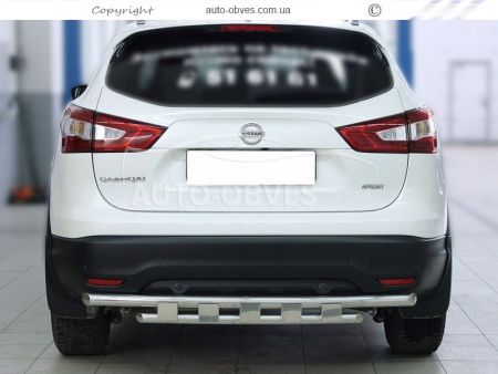 Nissan Qashqai rear bumper protection - type: pipe with corners фото 2
