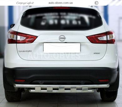 Rear bumper protection Nissan Qashqai 2018-2021 - type: pipe with corners фото 1