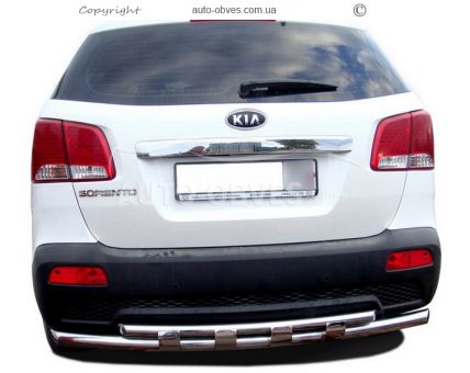 Rear bumper protection Kia Sorento 2010-2012 - type: pipe with corners фото 1