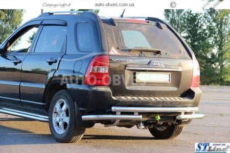 Rear bumper protection Kia Sportage - type: pipe with corners фото 2