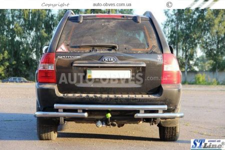 Rear bumper protection Kia Sportage - type: pipe with corners фото 1