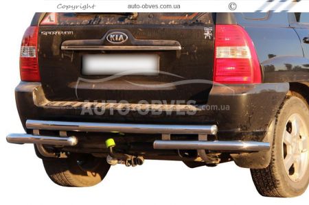 Rear bumper protection Kia Sportage - type: pipe with corners фото 0