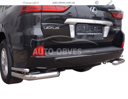 Защита заднего бампера Lexus LX570 2015-2020 - тип: двойные углы фото 0