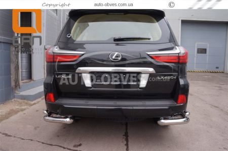 Rear bumper protection Lexus LX570 2015-2020 - type: double corners фото 1