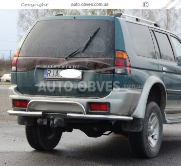 Защита заднего бампера Mitsubishi Pajero Sport I - тип: углы с обводкой фаркопа фото 3