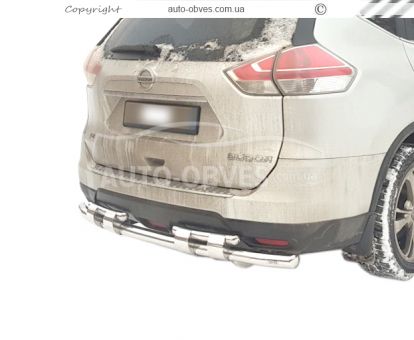 Bumper protection Nissan Rogue 2013-2020 - type: on plates, without parking sensors фото 0