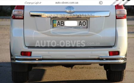 Rear bumper protection Toyota Prado 150 - type: pipe with corners фото 3