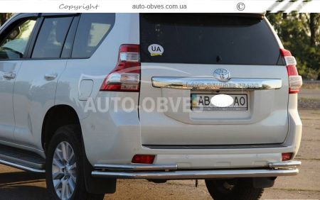 Rear bumper protection Toyota Prado 150 - type: pipe with corners фото 1