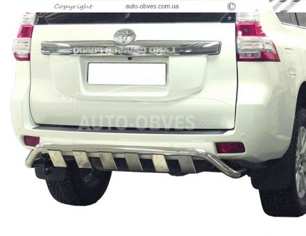 Rear bumper protection Toyota Prado 150 - type: pipe with corners фото 0