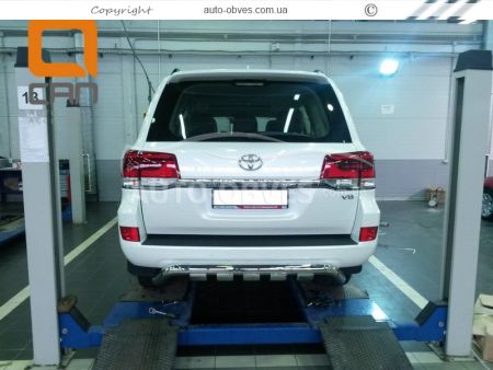 Rear bumper guard Toyota Land Cruiser 200 2016-2021 - type: curved mustache with grill фото 1