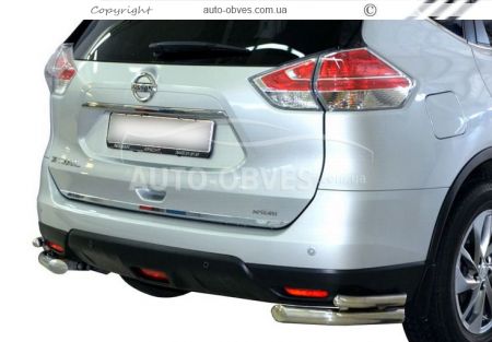 Rear bumper protection Nissan X-Trail 2014-2017 - type: double corners фото 1