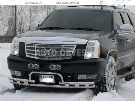 Front bumper protection Cadillac Escalade ESV 2007-2014 - type: with number stroke фото 2
