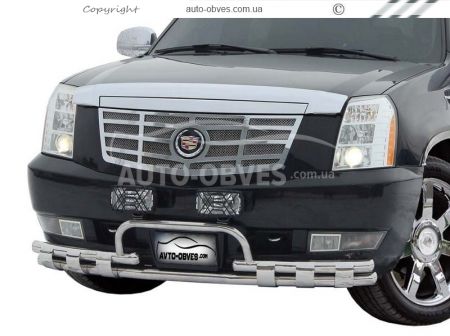 Front bumper protection Cadillac Escalade ESV 2007-2014 - type: with number stroke фото 0